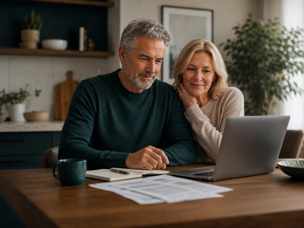Retirement planning paperwork and savings notes